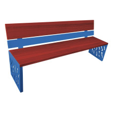 PROCITY SITZBANK VENEDIG AUS STAHL & HOLZ: Sitzfläche aus Tropenholz (Mahagoni), Gestel aus Stahl (Enzianblau)