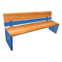ProCity Venedig Steel & Wood Bench: seat made of tropical wood (light oak), frame made of steel (gentian blue).
