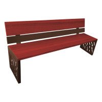PROCITY VENEDIG STEEL & WOOD BENCH: tropical wood seat (mahogany), steel frame (chocolate brown)