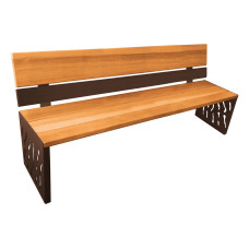 PROCITY SITZBANK VENEDIG AUS STAHL & HOLZ: Sitzfläche aus Tropenholz (helle Eiche), Gestel aus Stahl (Schokoladenbraun)