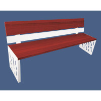 PROCITY SITZBANK VENEDIG AUS STAHL & HOLZ: Sitzfläche aus Tropenholz (Mahagoni), Gestel aus Stahl (Reinweiß)