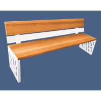 PROCITY SITZBANK VENEDIG AUS STAHL & HOLZ: Sitzfläche aus Tropenholz (helle Eiche), Gestel aus Stahl (Reinweiß)