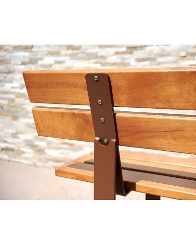 Buy PROCITY SITZBANK RIGA MADE OF STEEL AND TROPICAL WOOD WITH BACKREST: Seat made of tropical wood (light oak), Frame made of steel (deep black) Online - Shop Delivery.
