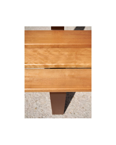 Buy PROCITY SITZBANK RIGA MADE OF STEEL AND TROPICAL WOOD WITH BACKREST: Seat made of tropical wood (light oak), Frame made of steel (deep black) Online - Shop Delivery.