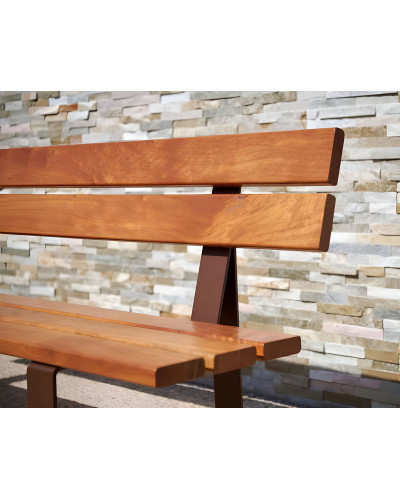 Buy PROCITY SITZBANK RIGA MADE OF STEEL AND TROPICAL WOOD WITH BACKREST: Seat made of tropical wood (light oak), Frame made of steel (deep black) Online - Shop Delivery.