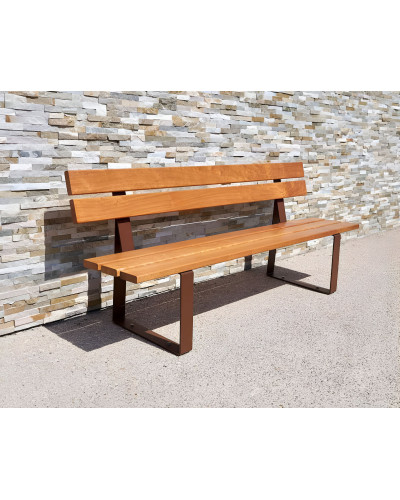 Buy PROCITY SITZBANK RIGA MADE OF STEEL AND TROPICAL WOOD WITH BACKREST: Seat made of tropical wood (light oak), Frame made of steel (deep black) Online - Shop Delivery.