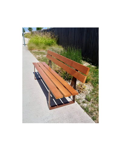 Buy PROCITY SITZBANK RIGA MADE OF STEEL AND TROPICAL WOOD WITH BACKREST: Seat made of tropical wood (light oak), Frame made of steel (deep black) Online - Shop Delivery.