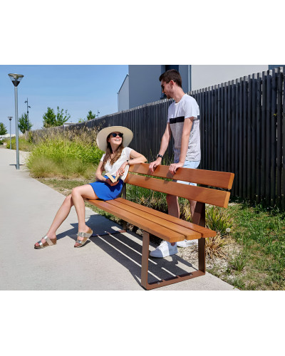 Buy PROCITY SITZBANK RIGA MADE OF STEEL AND TROPICAL WOOD WITH BACKREST: Seat made of tropical wood (light oak), Frame made of steel (deep black) Online - Shop Delivery.