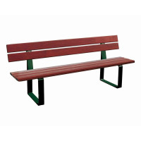 PROCITY bench RIGA made of steel and tropical wood with backrest: seat made of mahogany, frame made of steel (moss green).