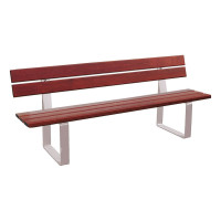 PRO CITY bench RIGA made of steel and tropical wood with backrest: seat made of mahogany wood, frame made of steel (silk-grey).