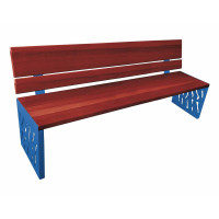 Procity Venice Steel & Wood Bench: Mahogany Seat Surface, Steel Frame (Gentian Blue)