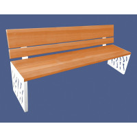 PROCITY SITZBANK VENEDIG AUS STAHL & HOLZ: Sitzfläche aus Tropenholz (helle Eiche), Gestel aus Stahl (Reinweiß)