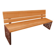 PROCITY SITZBANK VENEDIG AUS STAHL & HOLZ: Sitzfläche aus Tropenholz (helle Eiche), Gestel aus Stahl (Rost Corten-Effekt)