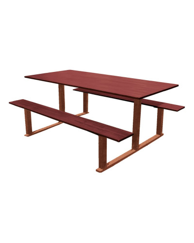 Kaufen Sie Procity Sitzgruppe Riga in Standardversion - Kompaktholz Fertigstellung: Sitzfläche aus Kompaktholz laminiert (Mahagoni), Gestell aus Stahlrohr (Rost Corten-Effekt) im Online-Shop.