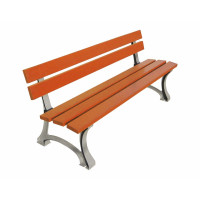 PROCITY SITZBANK MORA - HOLZ: Sitzfläche aus Tropenholz (helle Eiche), Gestel aus Stahl (helle Eiche)