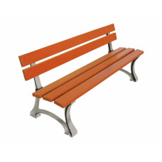 PROCITY SITZBANK MORA - WEICHHOLZ FERTIGSTELLUNG: Sitzfläche aus Tropenholz (helle Eiche), Gestel aus Stahl (helle Eiche)