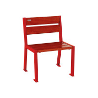 PROCITY chair SILAOS 5 WOODEN SLATS - WITHOUT ARMREST - WOOD & STEEL: Seat made of oak wood (mahogany), frame made of steel (traffic red).