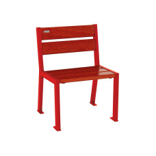 PROCITY chair SILAOS 5 WOODEN SLATS - WITHOUT ARMREST - WOOD & STEEL: Seat made of oak wood (mahogany), frame made of steel (traffic red).