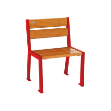 Procity Stool Silaos 5 Wood Slats - without Armrest - Wood & Steel: Seat made of oak wood (light oak), frame made of steel (traffic red).