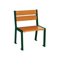 PROCITY Chair SILAOS 5 WOODEN SLATS - ARMRESTLESS - WOOD & STEEL: Seat made of oak wood (light oak), frame made of steel (Moss Green).
