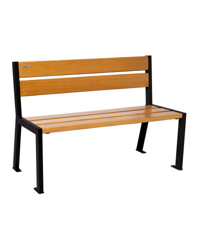 Buy PROCITY SITZBANK SILAOS 5 HOLZLATTEN - WITHOUT ARMREST - WOOD & STEEL: Seat made of oak wood (mahogany), frame made of steel (traffic red) - Buy in Online Shop