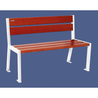 Procity Silaos 5 Wooden Slats Bench - Armless - Wood & Steel: Seat made of oak wood (mahogany), frame made of steel (pure white).