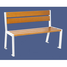 PROCITY SITZBANK SILAOS 5 HOLZLATTEN - OHNE ARMLEHNE - HOLZ & STAHL: Sitzfläche aus Eichenholz (helle Eiche), Gestel aus Stahl (Reinweiß)