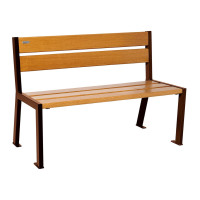 PROCITY SILAOS 5 WOODEN SLATS BENCH - WITHOUT ARMREST - WOOD & STEEL: Seat made of oak wood (light oak), frame made of steel (Rust Corten effect).