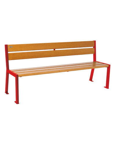 Kaufen Sie PROCITY SITZBANK SILAOS 5 HOLZLATTEN - OHNE ARMLEHNE - HOLZ & STAHL: Sitzfläche aus Eichenholz (helle Eiche), Gestel aus Stahl (Verkehrsrot) im Online-Shop