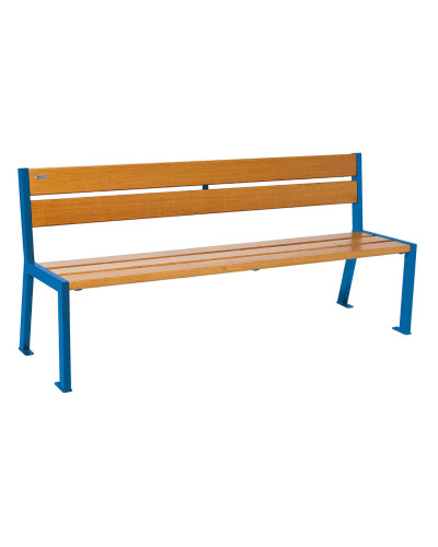Kaufen und Lieferung PROCITY SITZBANK SILAOS 5 HOLZLATTEN - OHNE ARMLEHNE - HOLZ & STAHL: Sitzfläche aus Eichenholz (helle Eiche), Gestel aus Stahl (Enzianblau) - Im Online-Shop erhältlich