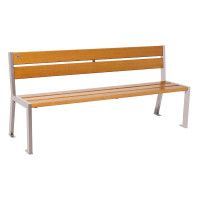 Procity Silaos 5 Wood Slats Bench - Armless - Wood & Steel: Seat made of oak wood (light oak), Frame made of steel (Silk Grey).