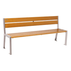 PROCITY SITZBANK SILAOS 5 HOLZLATTEN - OHNE ARMLEHNE - HOLZ & STAHL: Sitzfläche aus Eichenholz (helle Eiche), Gestel aus Stahl (Seidengrau)