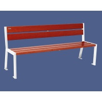 Procity Silaos 5 Wooden Slats Bench - Armless - Wood & Steel: Seat made of oak wood (mahogany), frame made of steel (pure white).