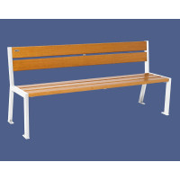 PROCITY SILAOS 5 Wooden Slat Bench - Without Armrest - Wood & Steel: Seat made of oak wood (light oak), frame made of steel (Pure White).