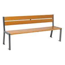 PROCITY SITZBANK SILAOS 5 HOLZLATTEN - OHNE ARMLEHNE - HOLZ & STAHL: Sitzfläche aus Eichenholz (helle Eiche), Gestel aus Stahl (Procity Grau)