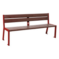 PROCITY Bench SILAOS 5 Slats - Without Armrest - Steel & Recycling Plastic: Seat made of recycling plastic (Purple), frame made of steel (Purple).