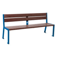 PROCITY SITZBANK SILAOS 5 LEISTEN - OHNE ARMLEHNE - STAHL & RECYCLING-KUNSTSTOFF: Sitzfläche aus Recycling-Kunststoff (Enzianblau), Gestel aus Stahl (Enzianblau)
