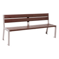 PROCITY SITZBANK SILAOS 5 LEISTEN - WITHOUT ARMREST - STEEL & RECYCLED PLASTIC: seating area made of recycled plastic (silk grey), frame made of steel (silk grey)