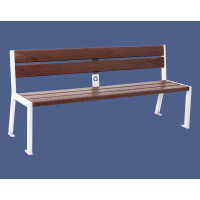 PROCITY SITZBANK SILAOS 5 LEISTEN - OHNE ARMLEHNE - STAHL & RECYCLING-KUNSTSTOFF: Sitzfläche aus Recycling-Kunststoff (Reinweiß), Gestel aus Stahl (Reinweiß)