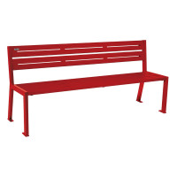 PROCITY SILAOS 5-Leisten Steel Bench - Without Armrest - Single or Two-Tone: Seat made of galvanized steel (purple-red), frame made of steel (purple-red).