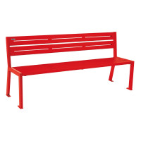 ProCity bench SILAOS 5 STRIPS - - WITHOUT ARMREST - SINGLE OR TWO-TONE: Seat made of galvanized steel (traffic red), frame made of steel (traffic red).