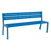 PROCITY SILAOS 5 SLAT BENCH - - WITHOUT ARMRESTS - SINGLE OR DUAL COLOR: Seat made of galvanized steel (gentian blue), frame made of steel (gentian blue).