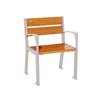 PROCITY Chair SILAOS 5 WOOD SLATS - WITH ARMREST - WOOD & STEEL: Seat made of oak wood (light oak), frame made of steel (silk grey).