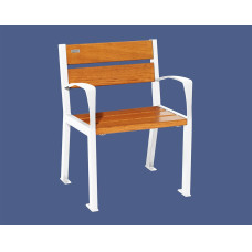 PROcity chair SILAOS 5 wooden slats - with armrest - wood & steel: oak wood seat (light oak), steel frame (pure white).