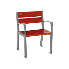 PROCITY SILAOS 5 WOODEN SLATS CHAIR WITH ARMREST - WOOD & STEEL: Seat made of oak wood (Mahogany), frame made of steel (Procity Gray).