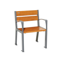 Procity Chair Silaos 5 Wood Slats - with Armrest - Wood & Steel: Seat made of oak wood (light oak), frame made of steel (Procity Gray).