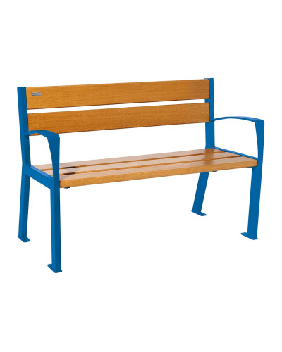 Kaufen Sie PROCITY SITZBANK SILAOS 5 HOLZLATTEN - MIT ARMLEHNE - HOLZ & STAHL: Sitzfläche aus Eichenholz (helle Eiche), Gestel aus Stahl (Enzianblau) im Online-Shop mit Lieferung.