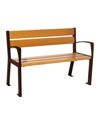 Kaufen Sie PROCITY SITZBANK SILAOS 5 HOLZLATTEN - MIT ARMLEHNE - HOLZ & STAHL: Sitzfläche aus Eichenholz (helle Eiche), Gestell aus Stahl (Schokoladenbraun) online.