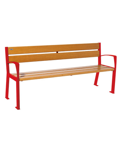 Kaufen Sie PROCITY SITZBANK SILAOS 5 HOLZLATTEN - MIT ARMLEHNE - HOLZ & STAHL: Sitzfläche aus Eichenholz (helle Eiche), Gestel aus Stahl (Verkehrsrot) - Online-Shop.