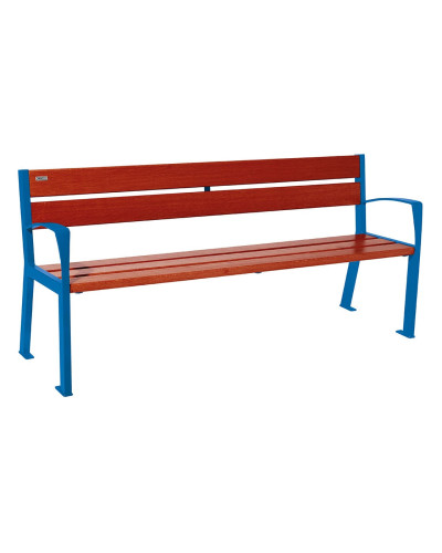 Kaufen Sie PRO CITY SITZBANK SILAOS 5 HOLZLATTEN - MIT ARMLEHNE - HOLZ & STAHL: Sitzfläche aus Eichenholz (Mahagoni), Gestell aus Stahl (Enzianblau) im Online-Shop mit Lieferung.